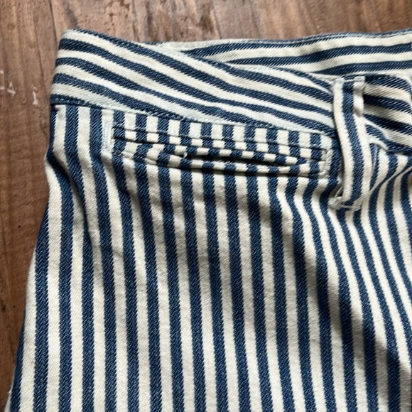 Madewell Blue/White Striped Wide Leg Cropped Pants - Picture 3 of 7
